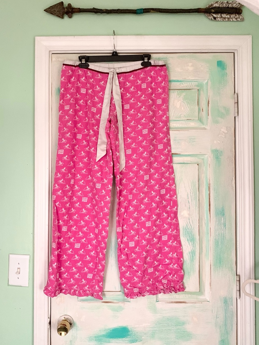 Y2K PINK Victoria’s Secret Love Love Pink Bear Pajama Lounge Pants Small